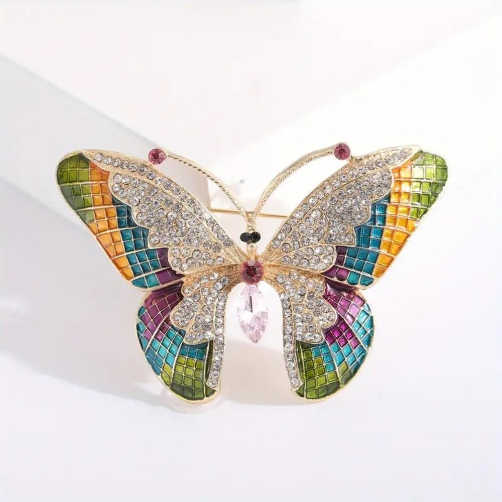Pretty Sparkling Colorful Large Butterfly Pin Brooch Survivor Symbol